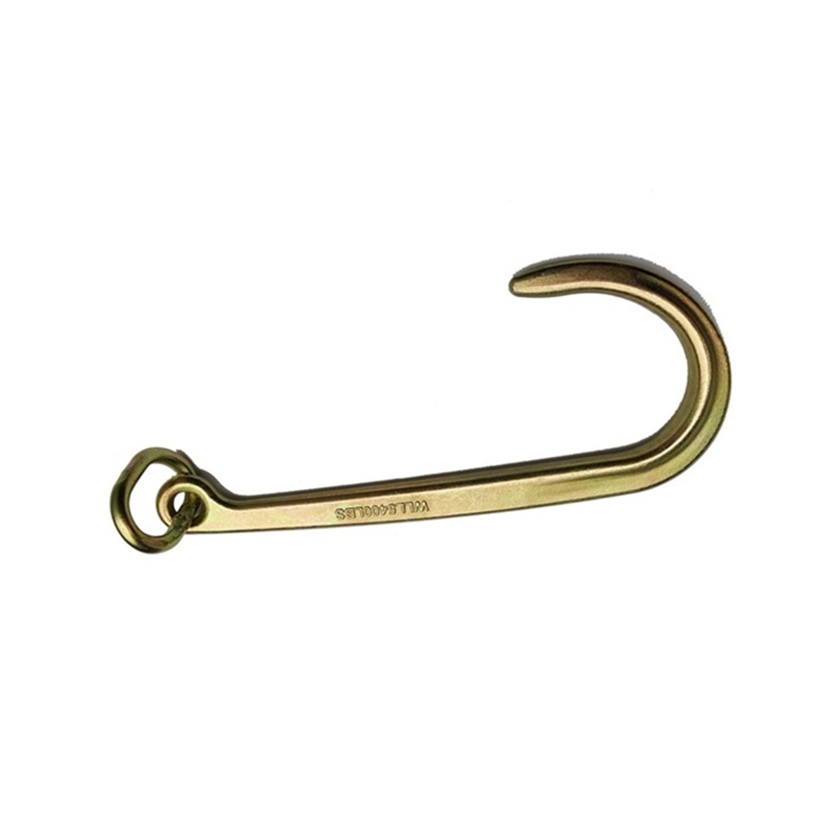 Cârlig tip J din oțel pentru recuperări auto și platforme tractare, capacitate 3,5 tone, lungime 37,5 cm, lățime 15,5 cm, grosime 2,5 cm, ureche 2 cm, 1,6 kg