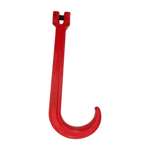 Cârlig tip J ranforsat roșu 2450 kg pentru montaj direct pe șufa troliului prin sistem bolt/pin, lungime 35 cm, deschidere 10,5 cm, oțel ranforsat