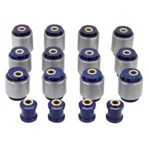 Kit complet 16 bucșe poliuretan 80 ShA pentru suspensie Suzuki Jimny III 1998-2018, brațe față, spate și bare Panhard