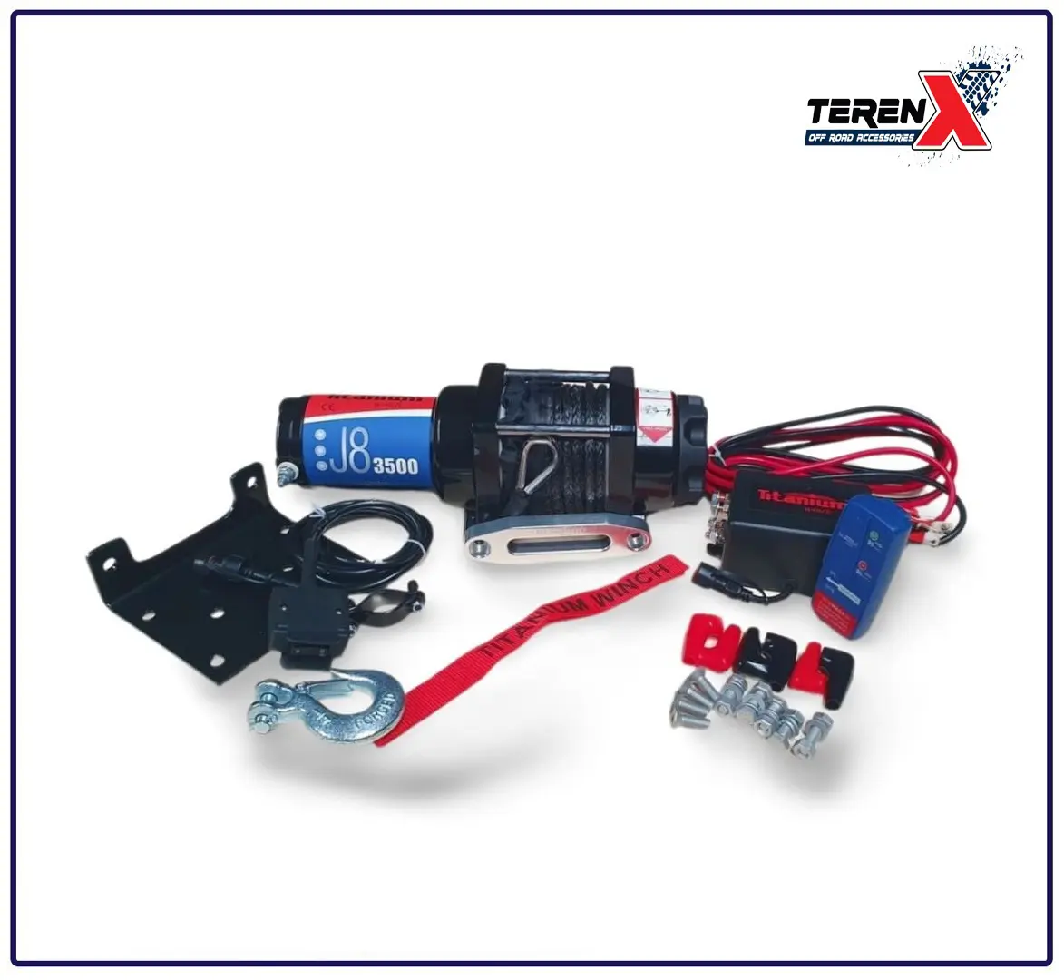 Troliu ATV 12V Titanium Winch J8 3500 lbs (1590 kg), șufă sintetică - imagine 6