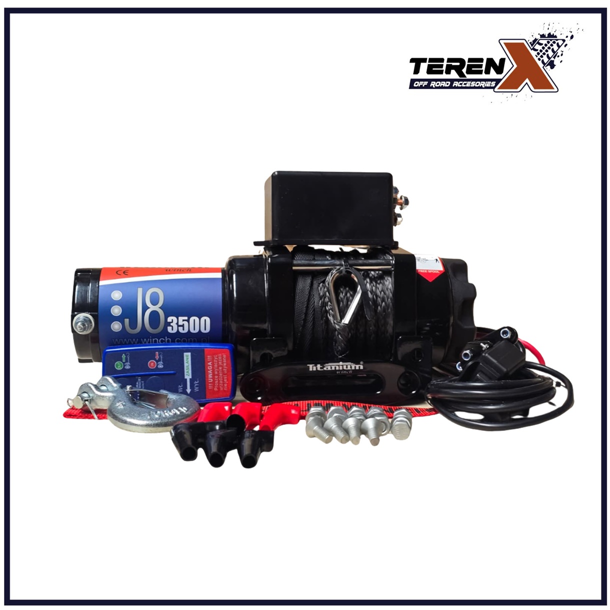 Troliu ATV 12V Titanium Winch J8 3500 lbs (1590 kg), șufă sintetică - imagine 2