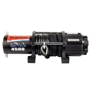 Troliu ATV Titanium Winch Arctica 4500 lbs 12V cu șufă sintetică, vedere laterală