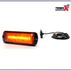 Lampă de avertizare LED cu două programe, culoare portocalie, seria W217/W218, cu cablu de alimentare inclus, ideală pentru vehicule de urgență și lucrări de avertizare.