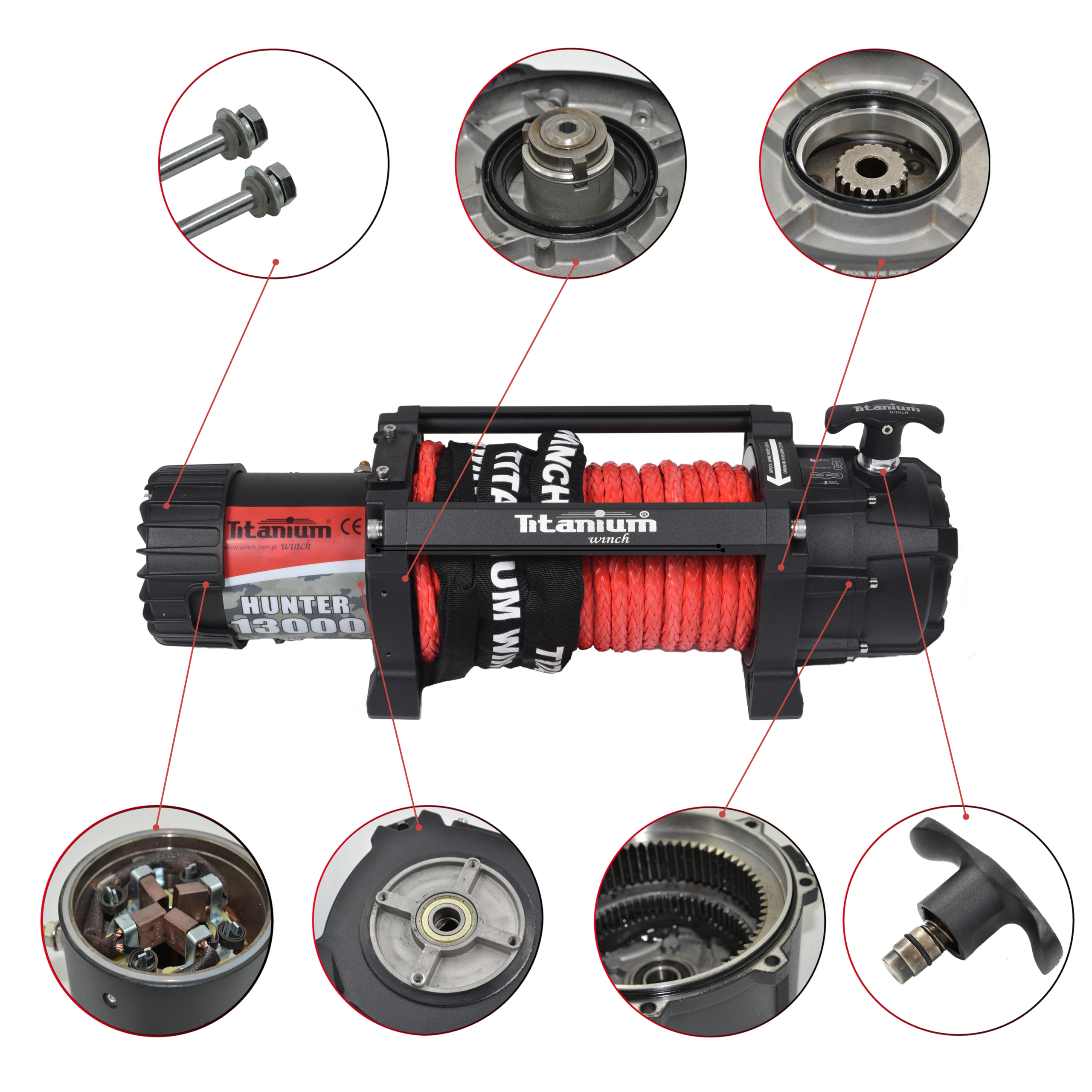 Troliu auto 12V Titanium Winch Hunter 13000 (5900 kg) - șufă sintetică - imagine 6