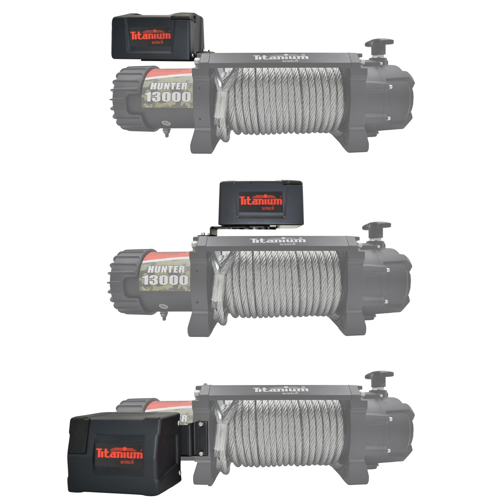 Troliu auto 12V Titanium Winch Hunter 13000 (5900 kg) - șufă metalică - imagine 6