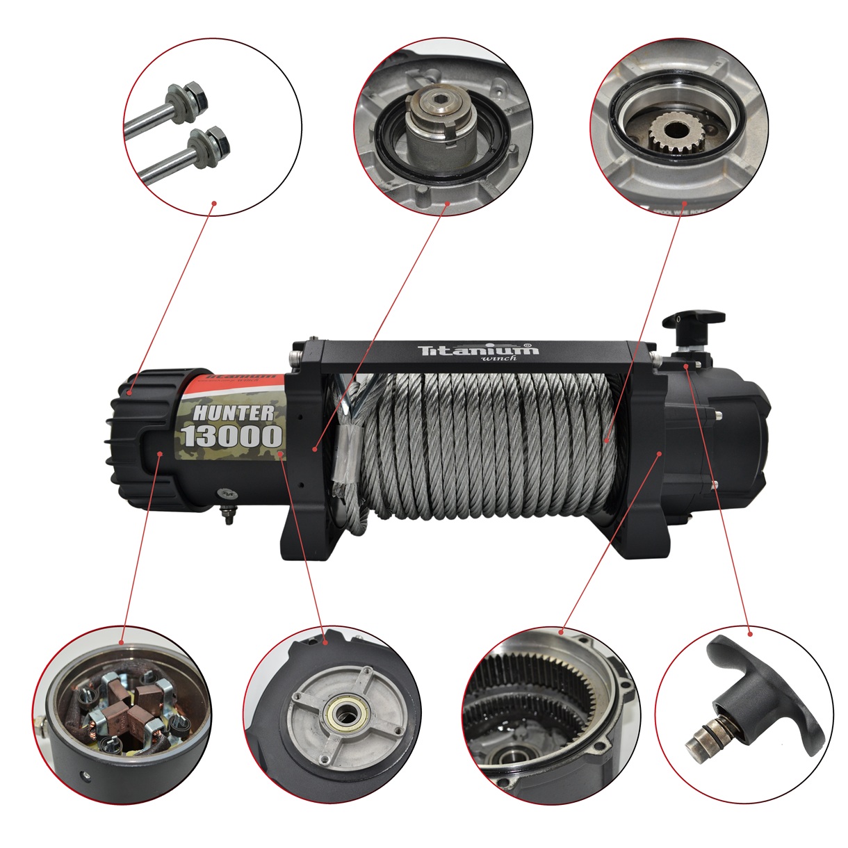 Troliu auto 12V Titanium Winch Hunter 13000 (5900 kg) - șufă metalică - imagine 5