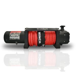 Troliu auto Titanium Winch Hunter 10000 Fast Speed 12V (4540 kg) cu șufă sintetică UHMWP 10mm x 24m, motor 8 CP, raport 104:1, viteză 23,2 m/min, 29,5 kg