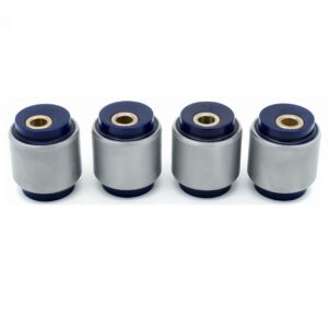 Kit 4 bucse poliuretan excentrice 80 ShA pentru brate suspensie fata Suzuki Jimny III 1998-2018, cu bucse interioare otel zincat