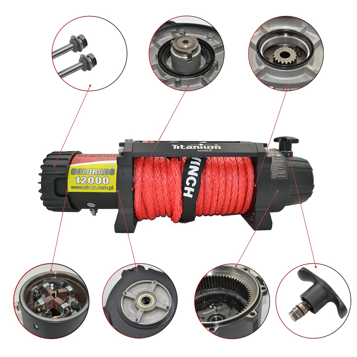 Troliu auto 12V Titanium Winch Colorado 12000 lbs (5450 kg) - șufă sintetică - imagine 6
