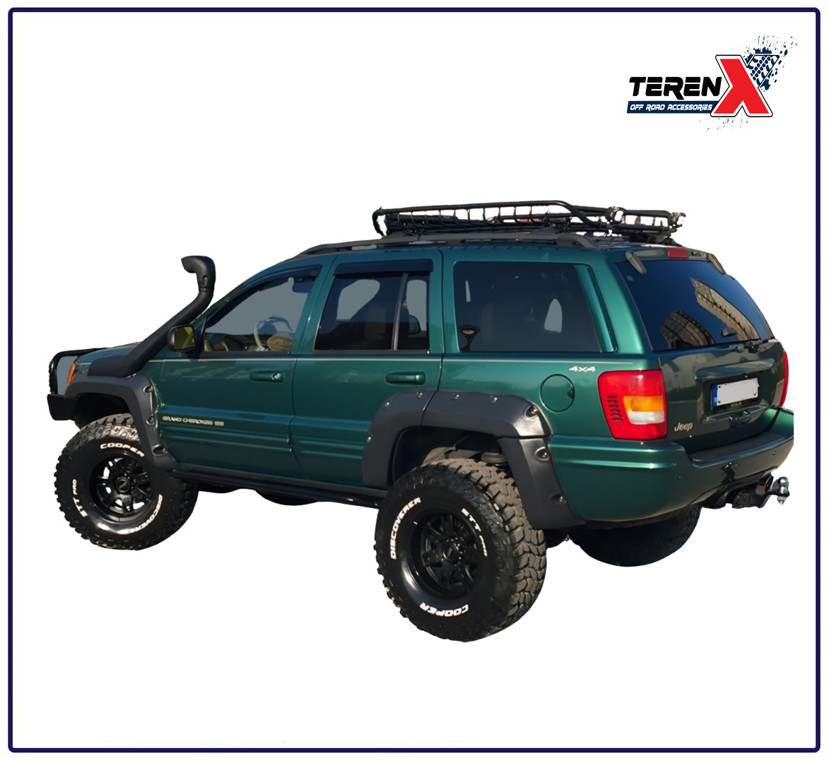 Extensii aripi overfendere Jeep Grand Cherokee WJ din plastic flexibil, 8 bucăți, montate pe vehicul