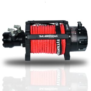 Troliu hidraulic Titanium Winch Renegade 15000 lbs (6800 kg), raport 22:1, transmisie planetară 2 trepte, șufă metalică 12mm x 24m, 67 kg - funcționare continuă fără supraîncălzire