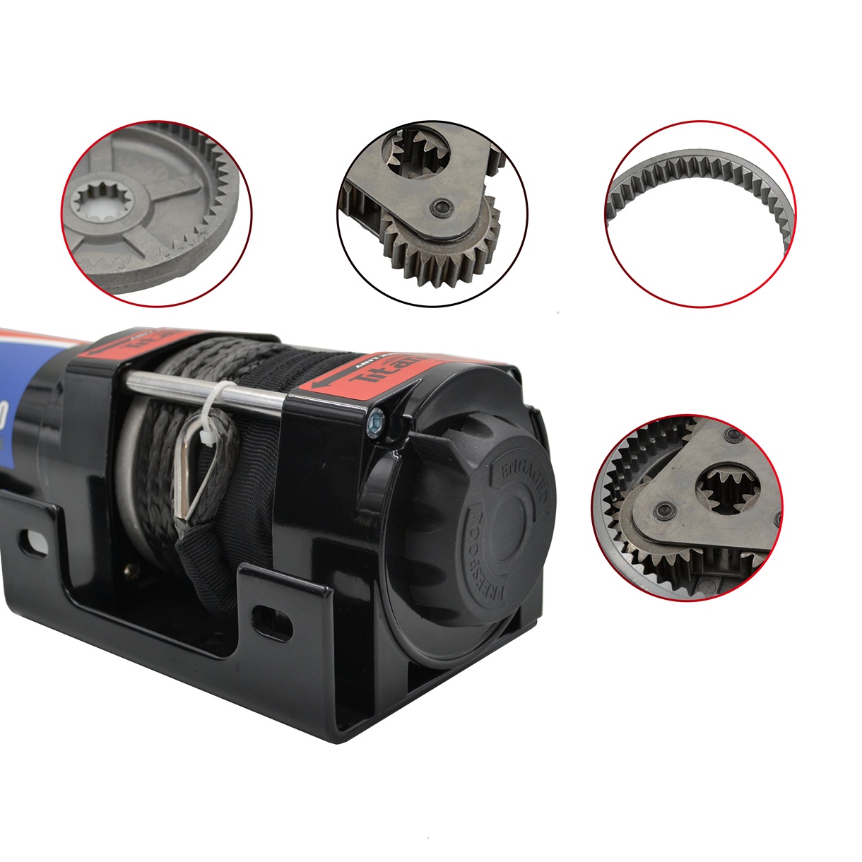 Troliu ATV Titanium Winch J8 3000 LBS (1360kg) cu șufă sintetică și telecomandă - imagine 6