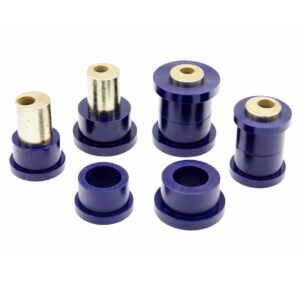 Kit 4 bucșe excentrice poliuretan 80 ShA pentru brațul inferior față Suzuki Vitara 1988-1999 și Grand Vitara I 1999-2005, cu bucșe interioare oțel zincat